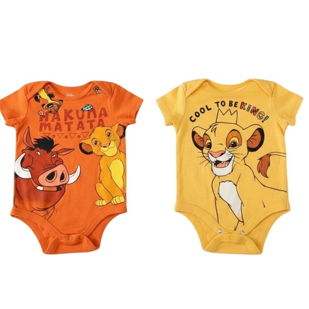 Disney Baby Lion King Bodysuit Lot (2) Simba Pumbaa‎ Hakuna Matata 3-6M Rompers